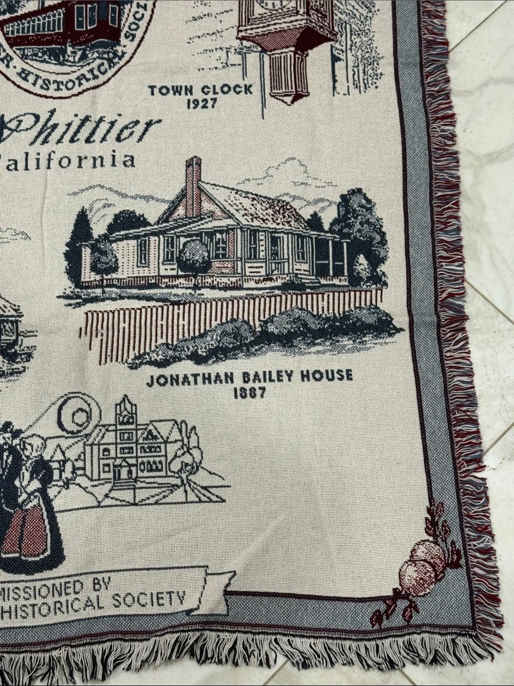 Whittier Museum -California Souvenir Tapestry Throw Blanket Scenes 48” by 68”